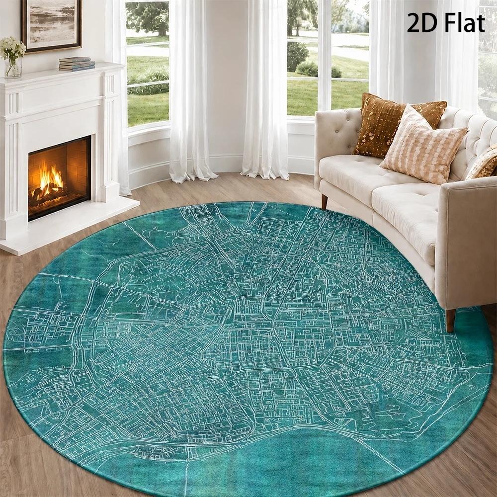 Commercial Road Printing - Tappeto Rotondo con Mappa della Città