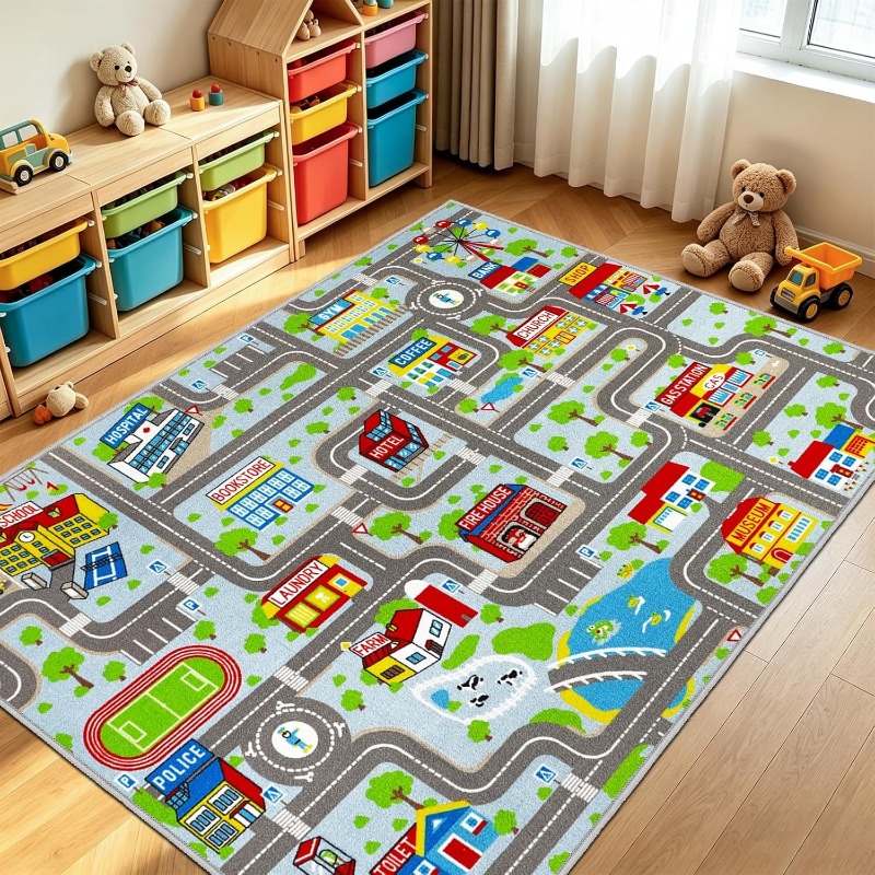 Commercial Road Printing - Tappeto Decorativo Creativo con Mappa Colorata